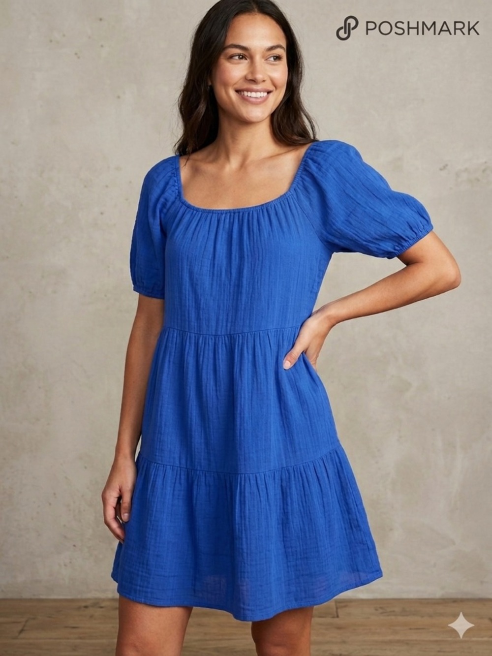 NWT Old Navy Tiered Muslin Blue Dress XS